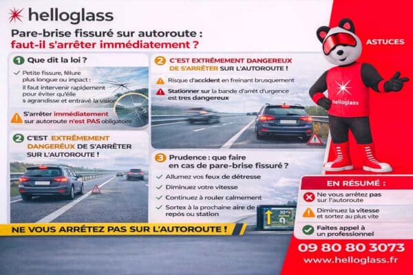 Pare-brise fissuré sur autoroute : faut-il s’arrêter immédiatement ou poursuivre sa route ?